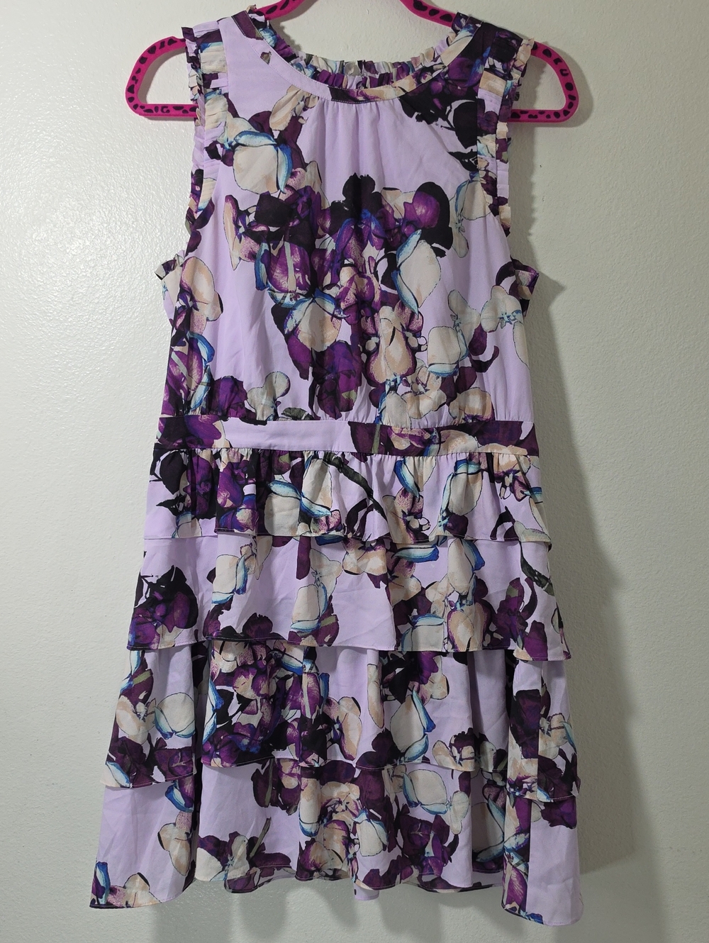 Banana Republic Floral Lavender Tiered Sheath Dress 12P - Picture 2 of 5